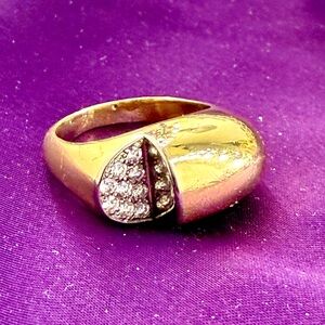 Vintage Estate 18k Yellow Gold Tu-tone Diamond Ring- 0.27 carat, 9.76g